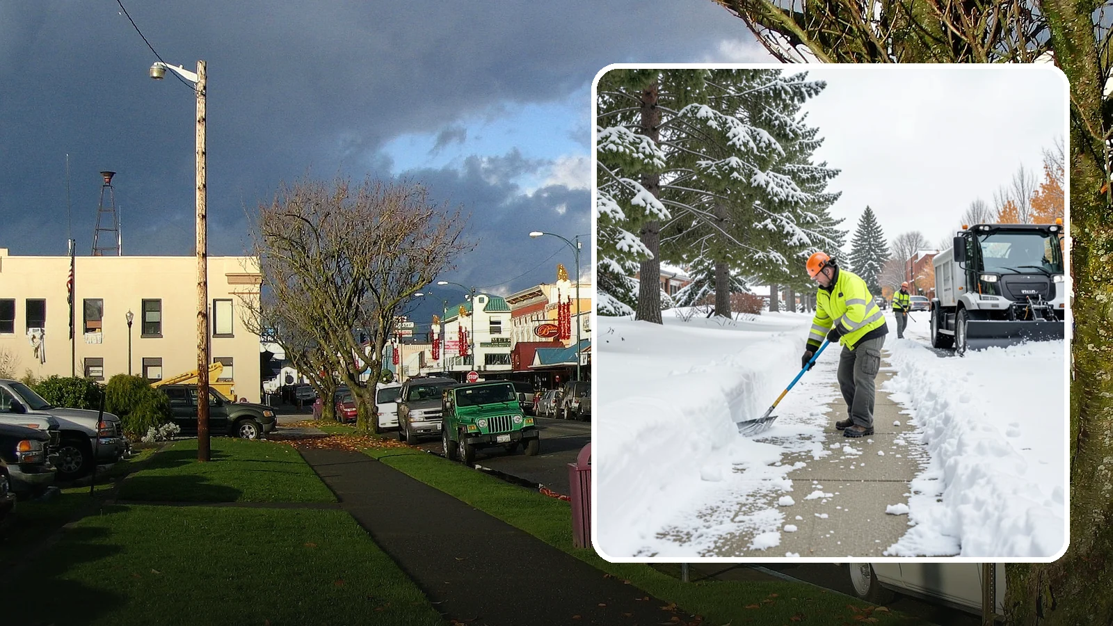Commercial Sidewalk Clearing in Arlington, Snohomish County, WA - Keep the public sidewalks around your commercial property safe and code-compliant through Western Washington winter weather.
