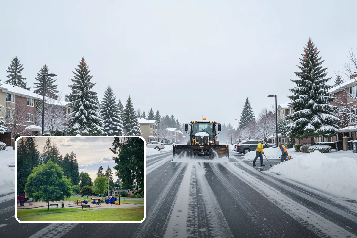 Commercial Sidewalk Clearing in Bonney Lake, Pierce County, WA - Code-compliant clearing of public frontage