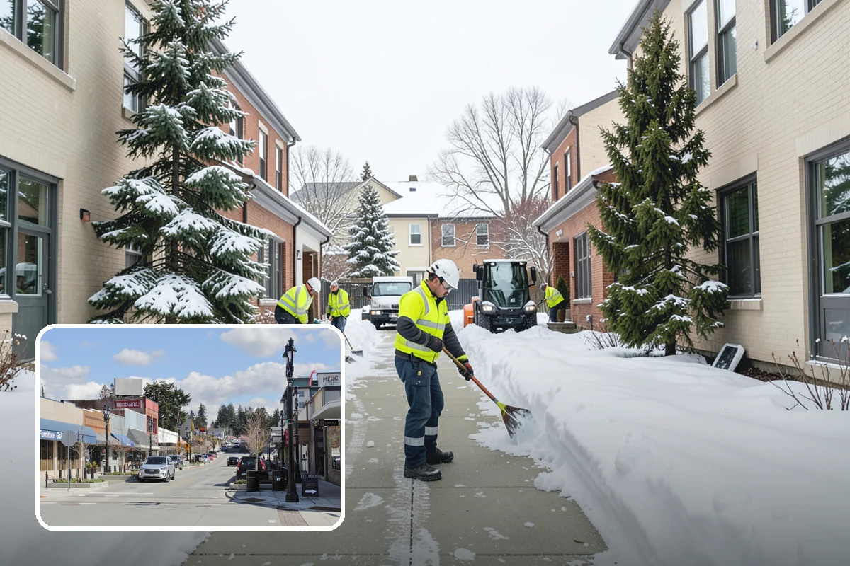 Commercial Sidewalk Clearing in Bothell, King County, WA - Code-compliant clearing of public frontage