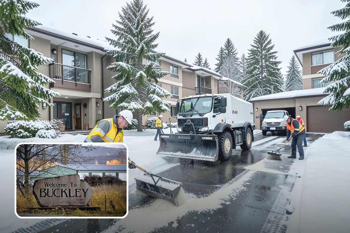Commercial Sidewalk Clearing in Buckley, Pierce County, WA - Code-compliant clearing of public frontage