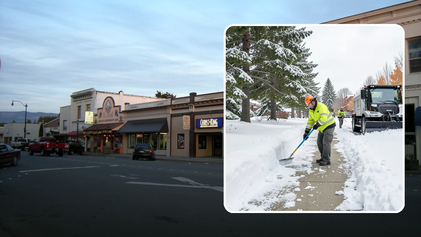 Commercial Sidewalk Clearing in Burlington, Skagit County, WA - Keep the public sidewalks around your commercial property safe and code-compliant through Western Washington winter weather.