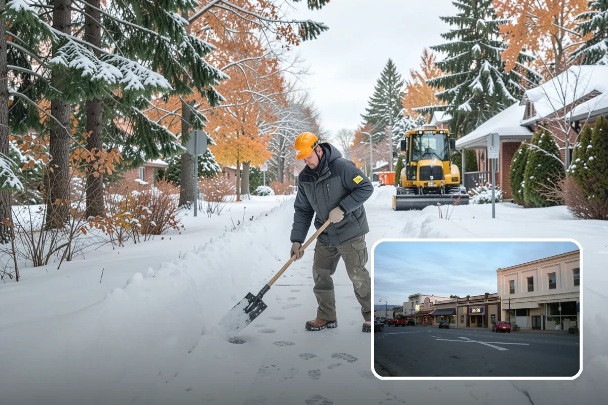 Commercial Sidewalk Clearing in Burlington, Skagit County, WA - Code-compliant clearing of public frontage