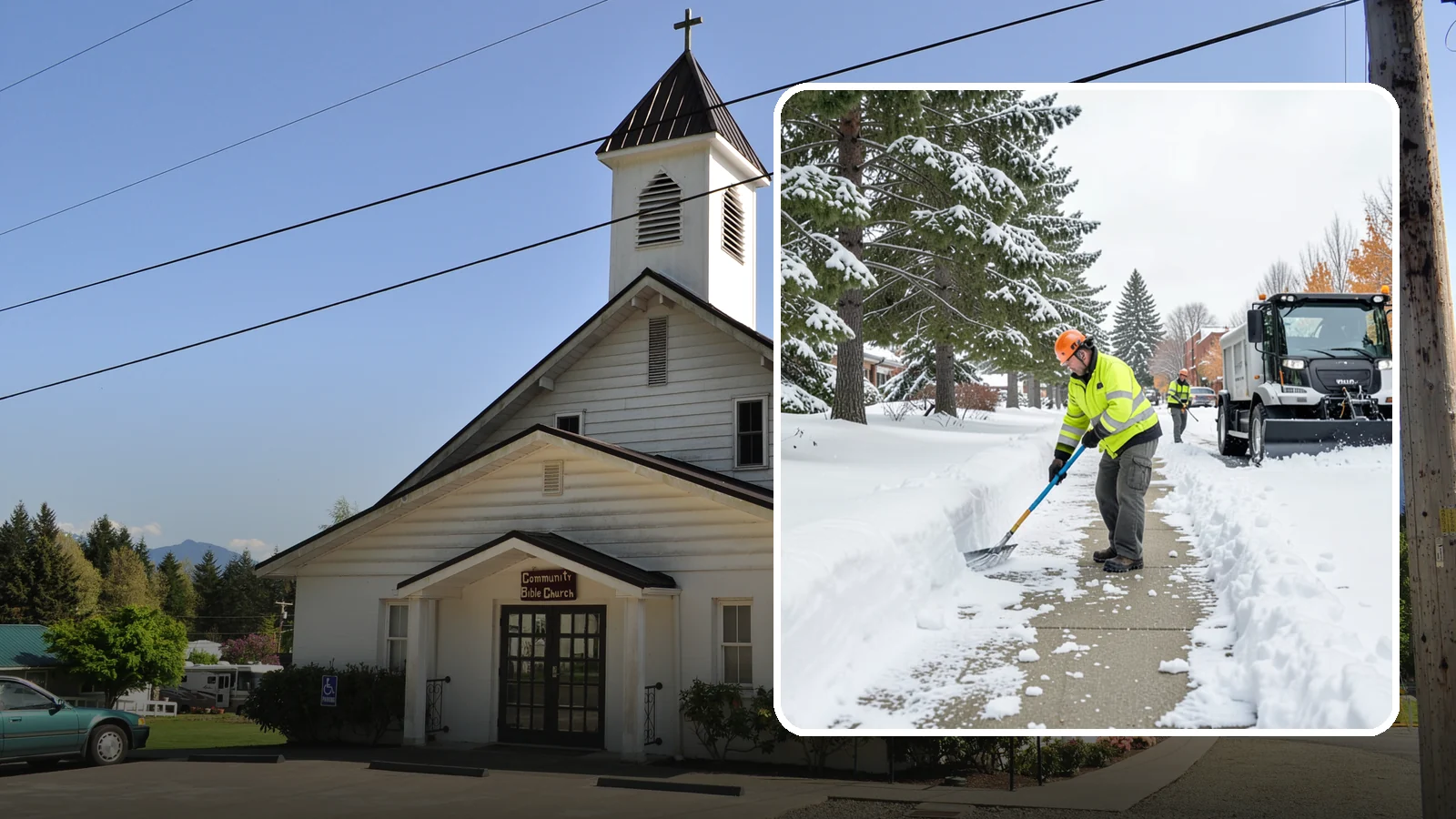 Commercial Sidewalk Clearing in Concrete, Skagit County, WA - Keep the public sidewalks around your commercial property safe and code-compliant through Western Washington winter weather.