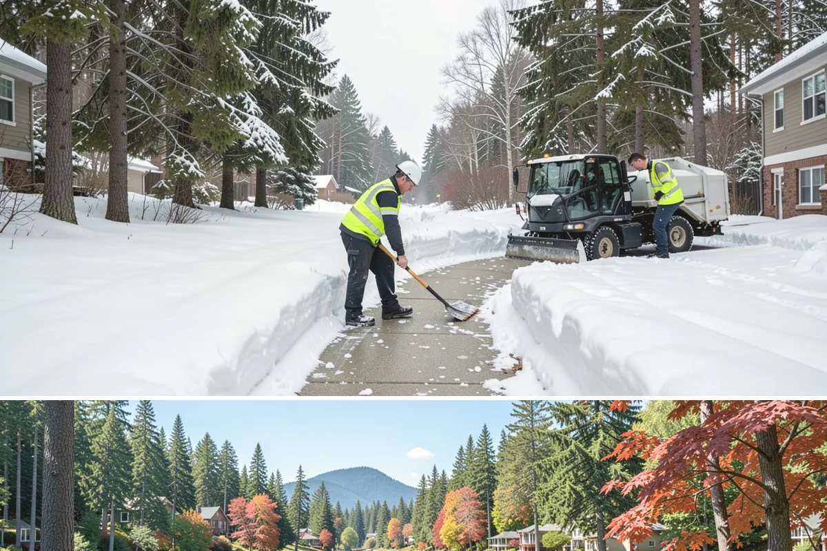Commercial Sidewalk Clearing in Covington, King County, WA - Commercial sidewalks demand prompt clearing whenever December-to-February storms trigger local snow-removal ordinances.