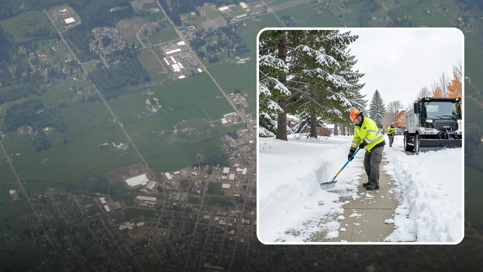 Commercial Sidewalk Clearing in Enumclaw, King County, WA - Keep the public sidewalks around your commercial property safe and code-compliant through Western Washington winter weather.