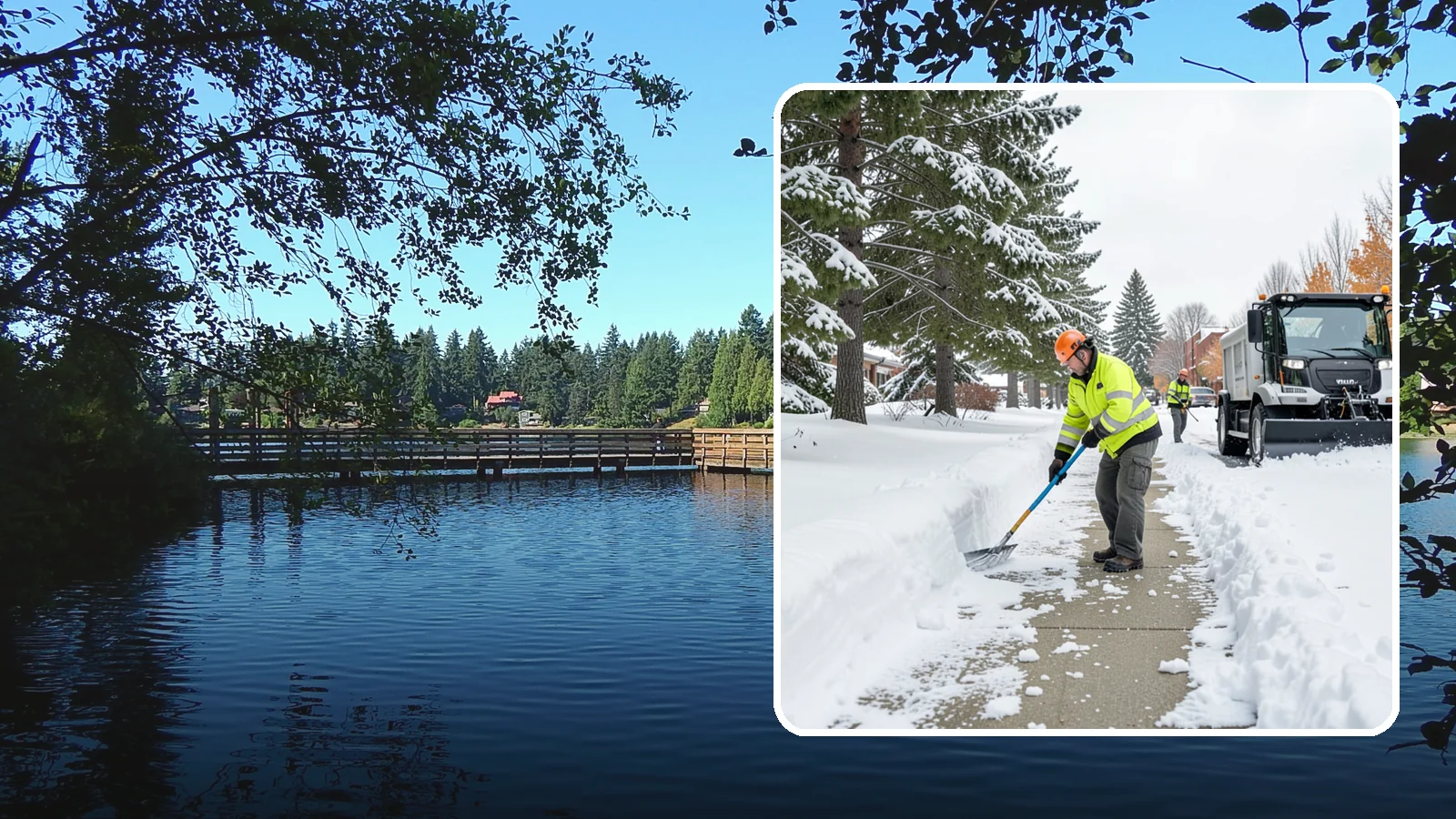 Commercial Sidewalk Clearing in Federal Way, King County, WA - Keep the public sidewalks around your commercial property safe and code-compliant through Western Washington winter weather.