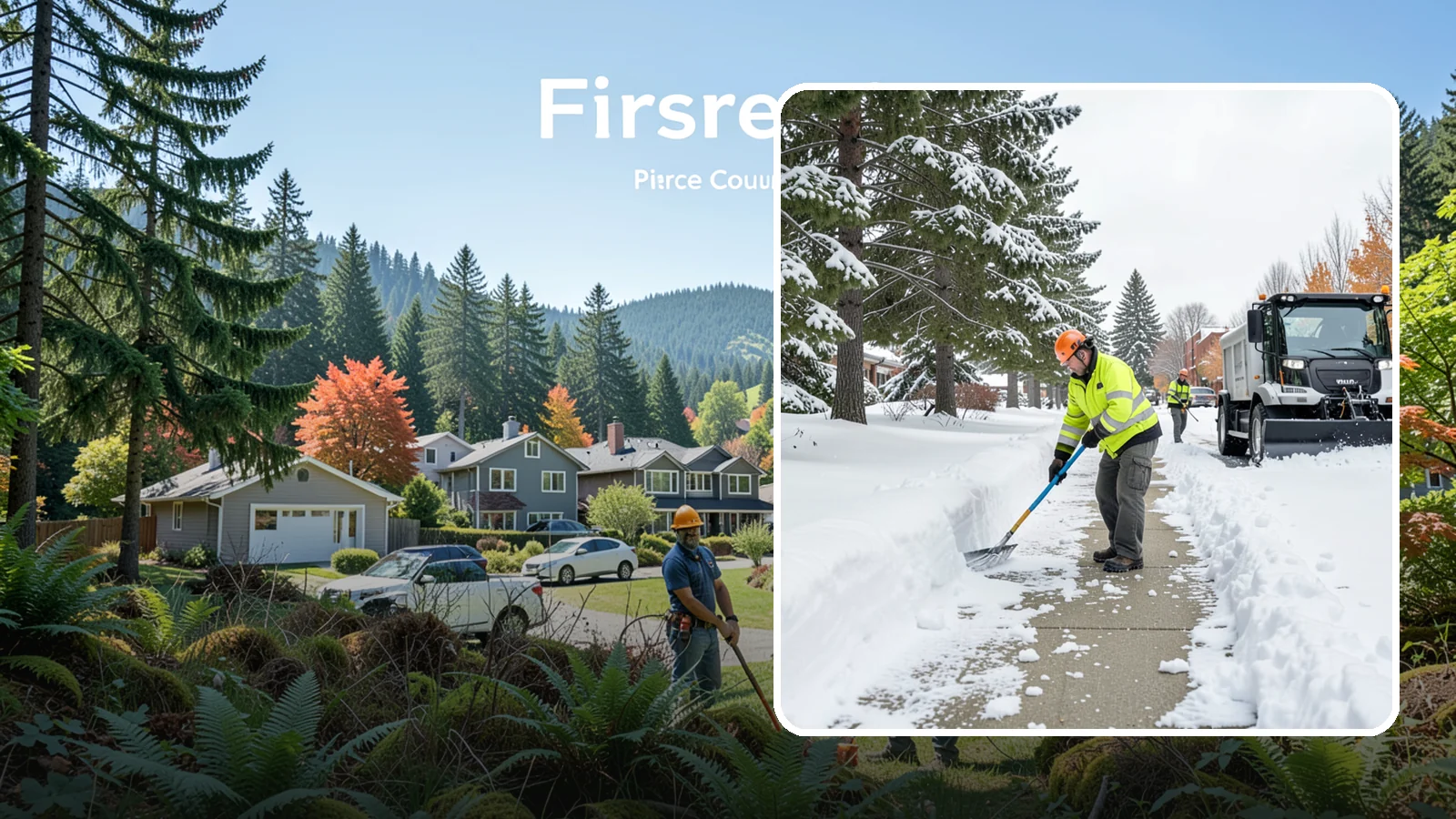 Commercial Sidewalk Clearing in Fircrest, Pierce County, WA - Keep the public sidewalks around your commercial property safe and code-compliant through Western Washington winter weather.