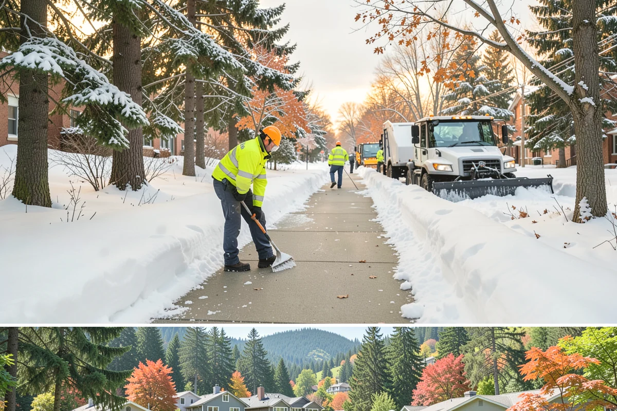 Commercial Sidewalk Clearing in Fircrest, Pierce County, WA - Commercial sidewalks demand prompt clearing whenever December-to-February storms trigger local snow-removal ordinances.