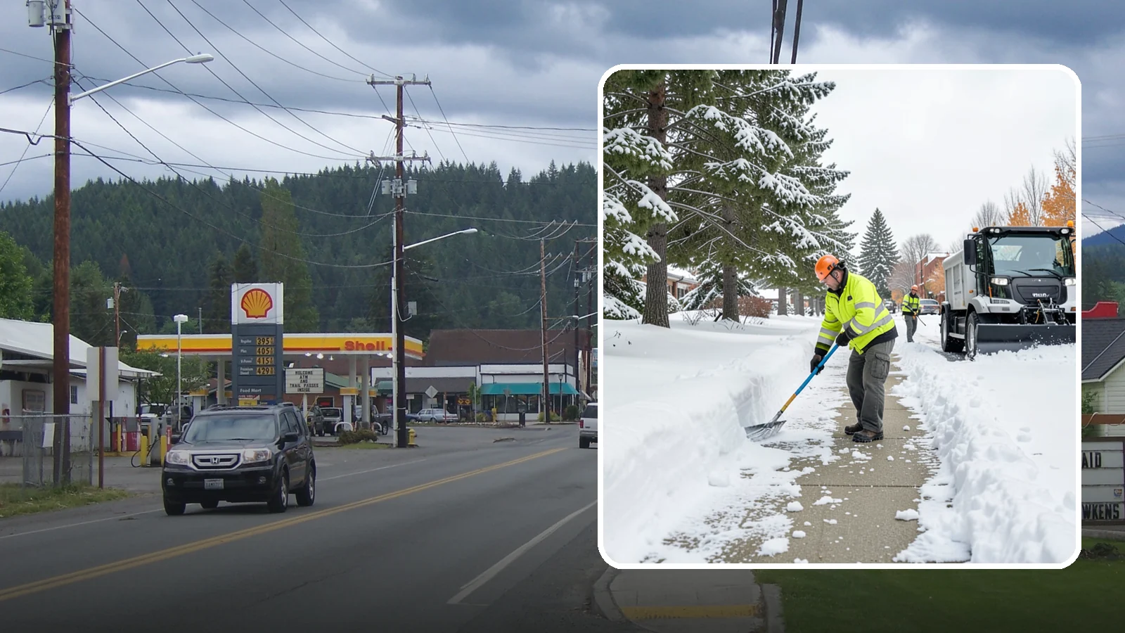 Commercial Sidewalk Clearing in Granite Falls, Snohomish County, WA - Keep the public sidewalks around your commercial property safe and code-compliant through Western Washington winter weather.