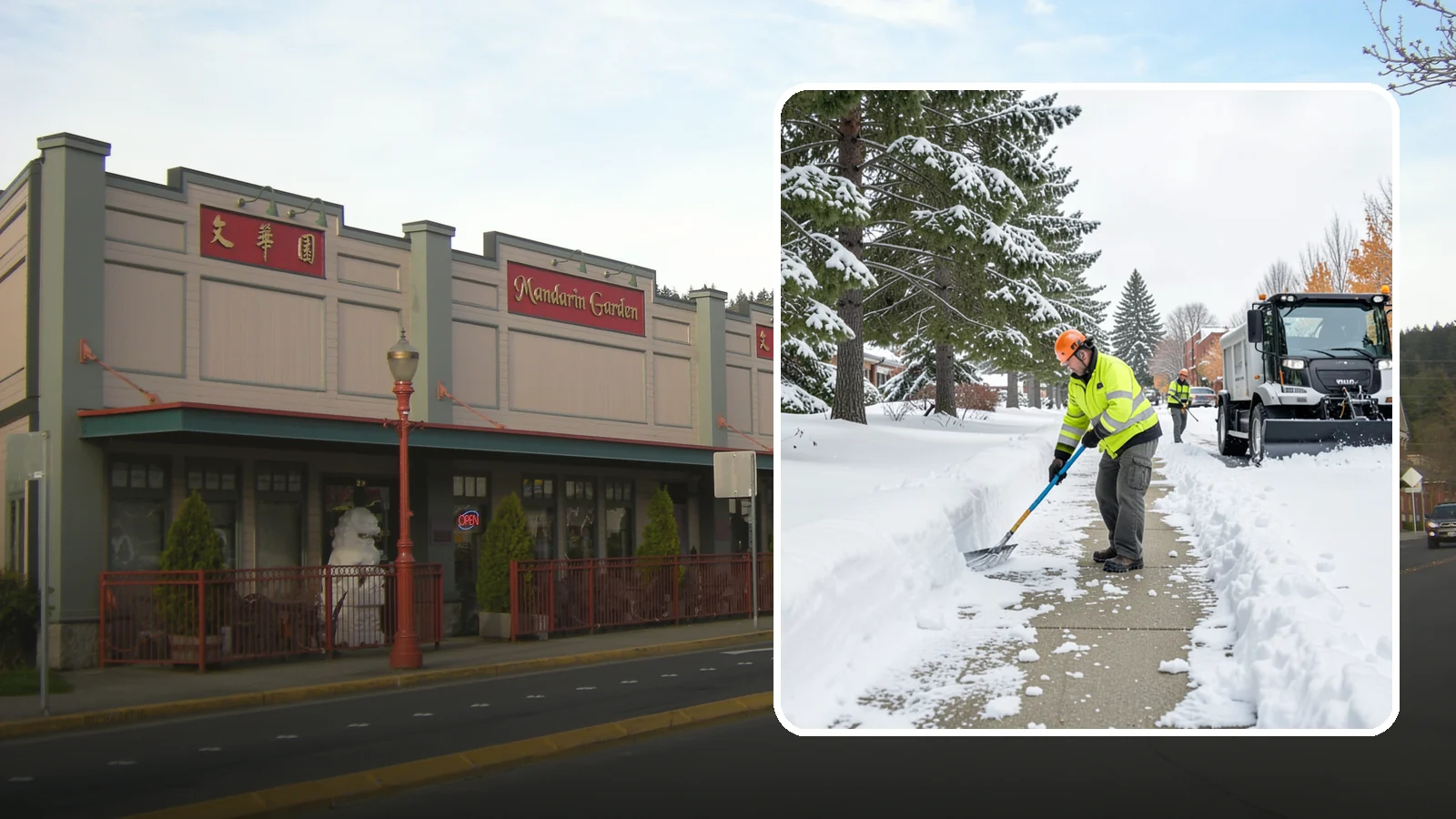 Commercial Sidewalk Clearing in Issaquah, King County, WA - Keep the public sidewalks around your commercial property safe and code-compliant through Western Washington winter weather.