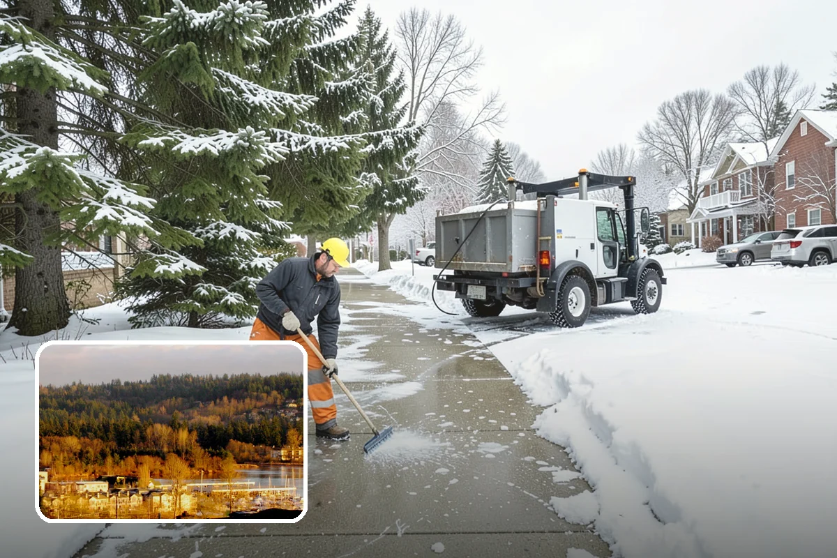 Commercial Sidewalk Clearing in Kenmore, King County, WA - Code-compliant clearing of public frontage