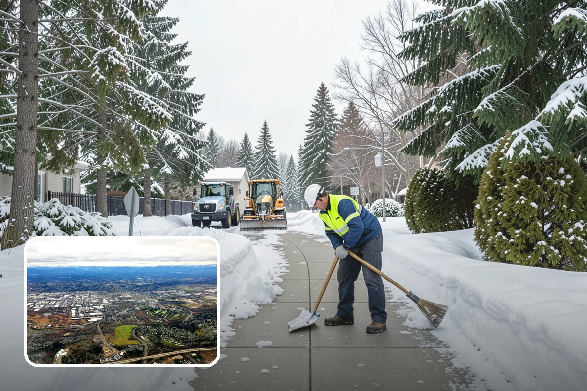Commercial Sidewalk Clearing in Kent, King County, WA - Code-compliant clearing of public frontage