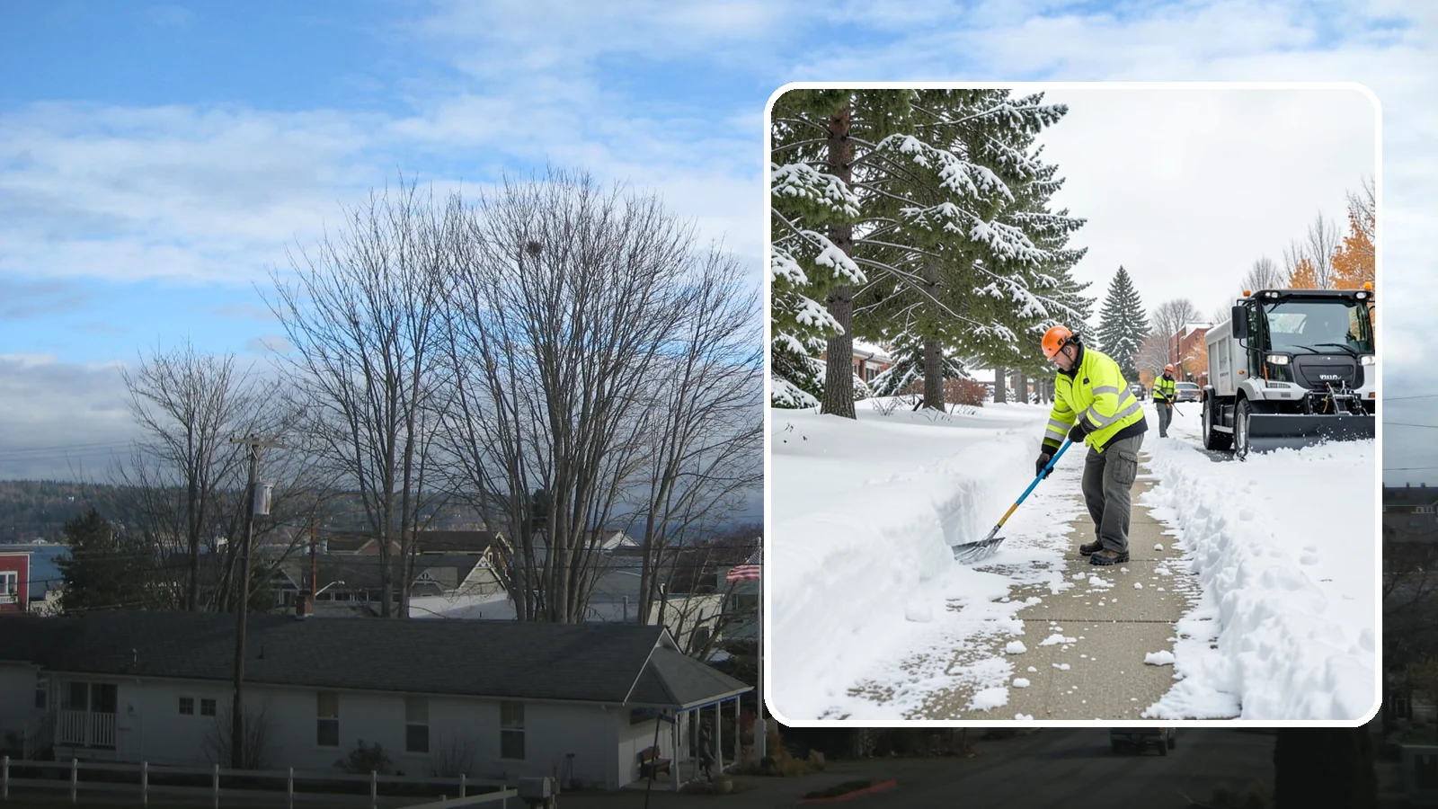 Commercial Sidewalk Clearing in Langley, Island County, WA - Keep the public sidewalks around your commercial property safe and code-compliant through Western Washington winter weather.