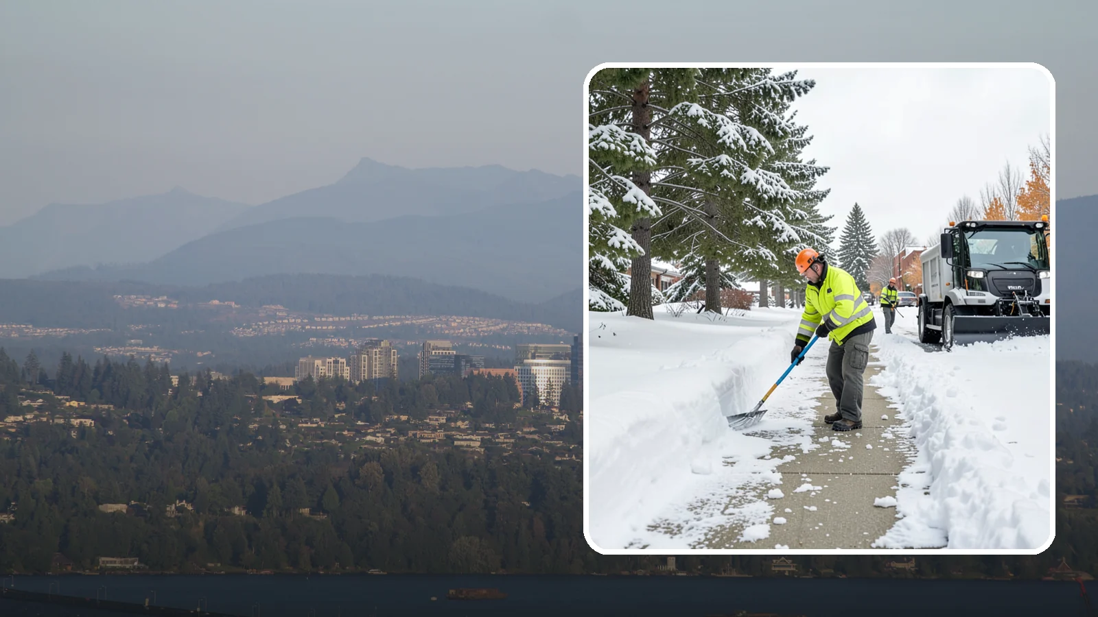 Commercial Sidewalk Clearing in Medina, King County, WA - Keep the public sidewalks around your commercial property safe and code-compliant through Western Washington winter weather.