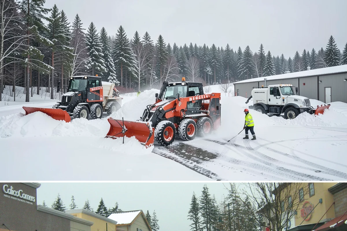 Commercial Sidewalk Clearing in Mill Creek, Snohomish County, WA - Commercial sidewalks demand prompt clearing whenever December-to-February storms trigger local snow-removal ordinances.