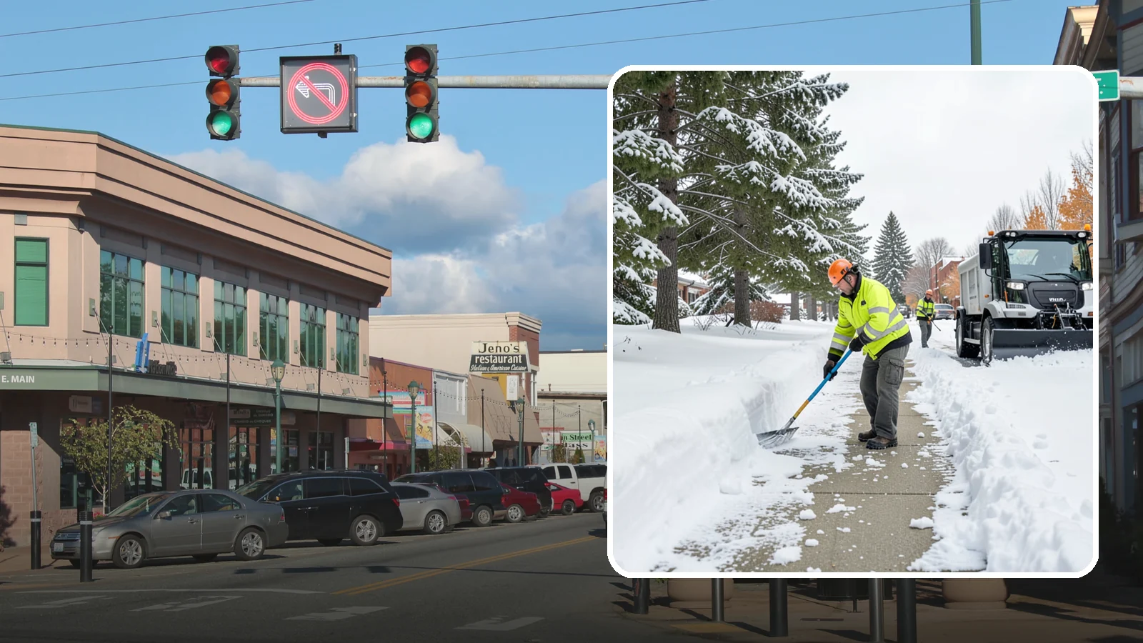 Commercial Sidewalk Clearing in Monroe, Snohomish County, WA - Keep the public sidewalks around your commercial property safe and code-compliant through Western Washington winter weather.