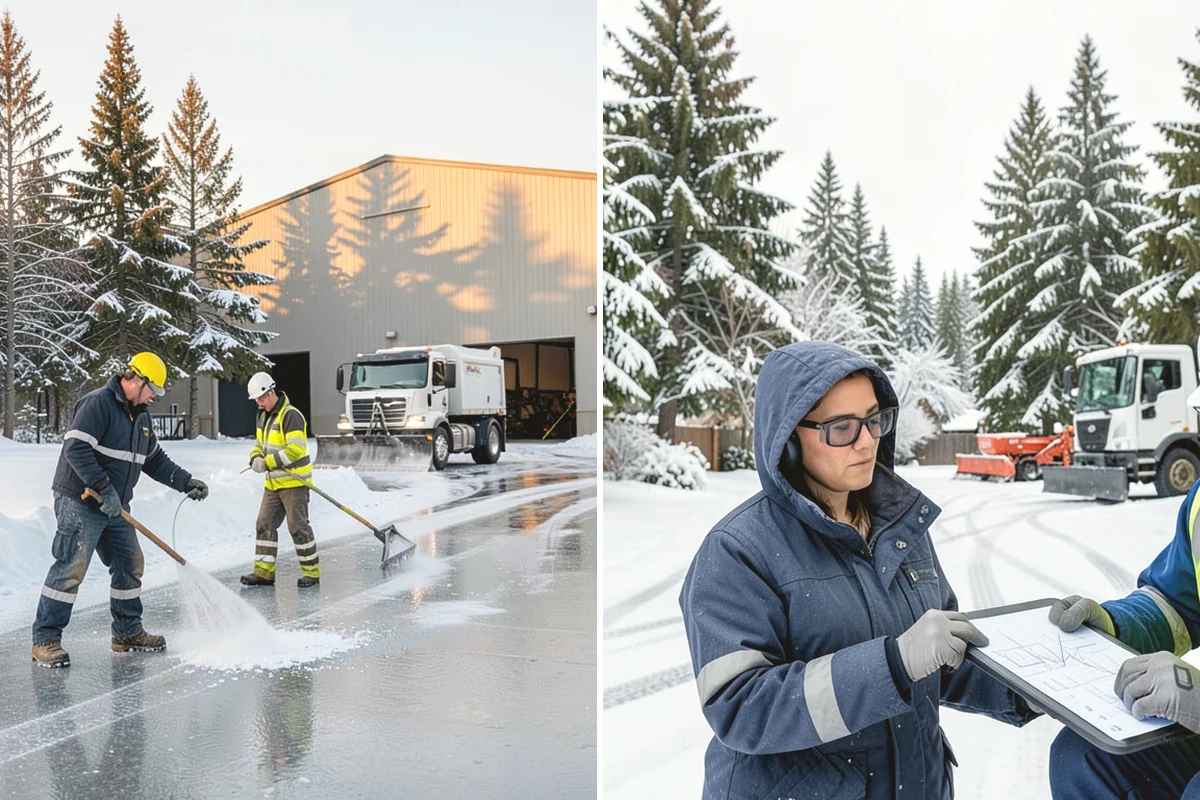 Commercial Sidewalk Clearing in Monroe, Snohomish County, WA - Map the full sidewalk frontage and corner ramps