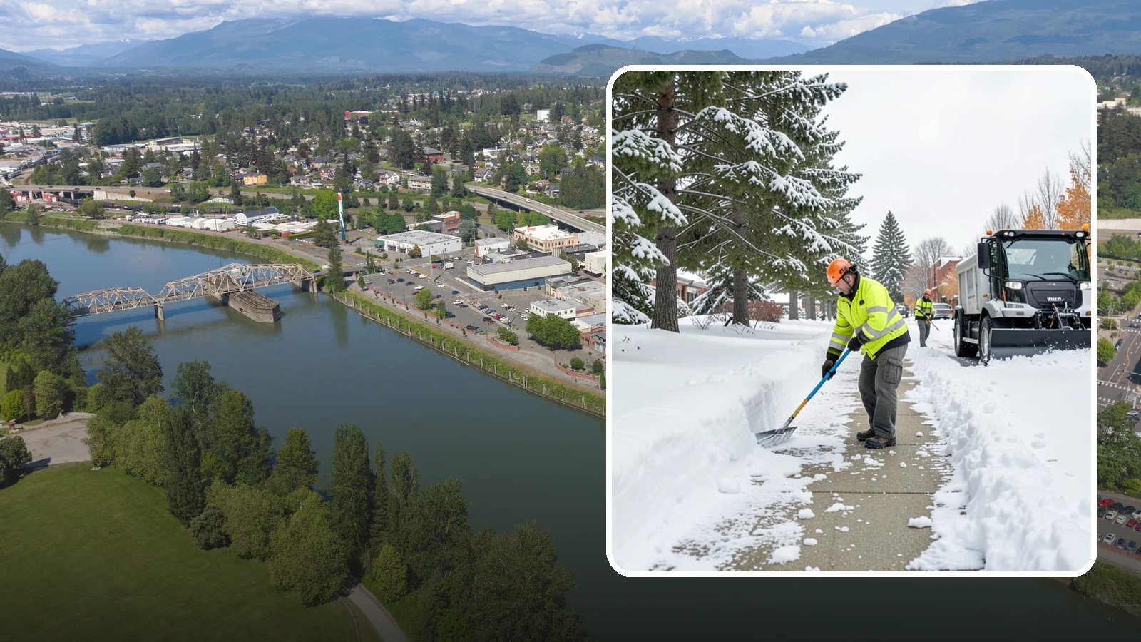 Commercial Sidewalk Clearing in Mount Vernon, Skagit County, WA - Keep the public sidewalks around your commercial property safe and code-compliant through Western Washington winter weather.