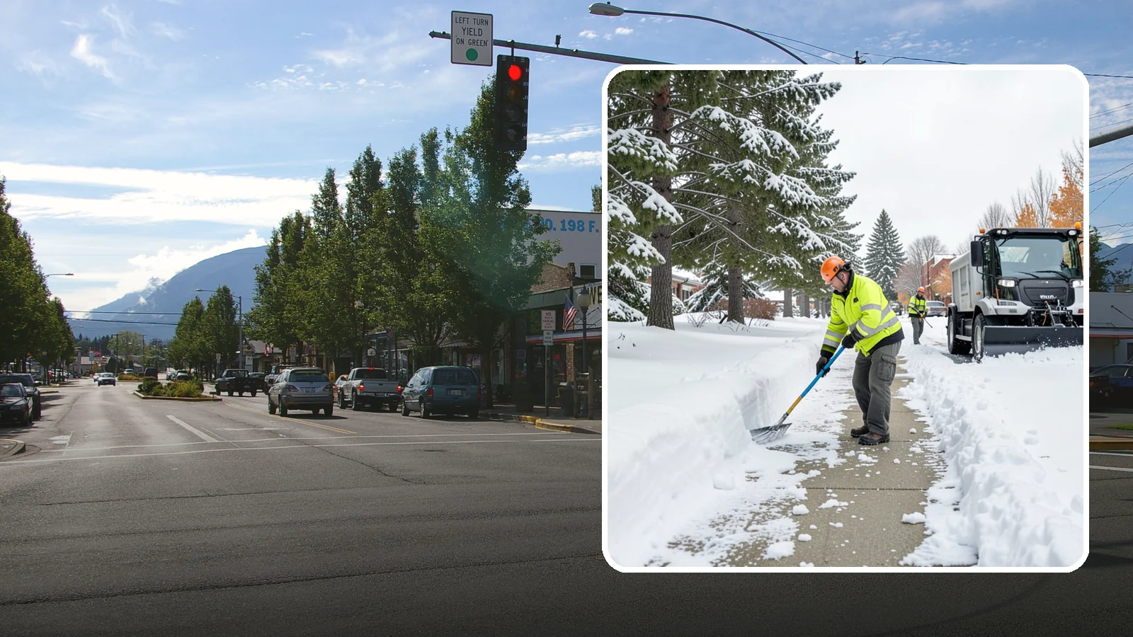 Commercial Sidewalk Clearing in North Bend, King County, WA - Keep the public sidewalks around your commercial property safe and code-compliant through Western Washington winter weather.