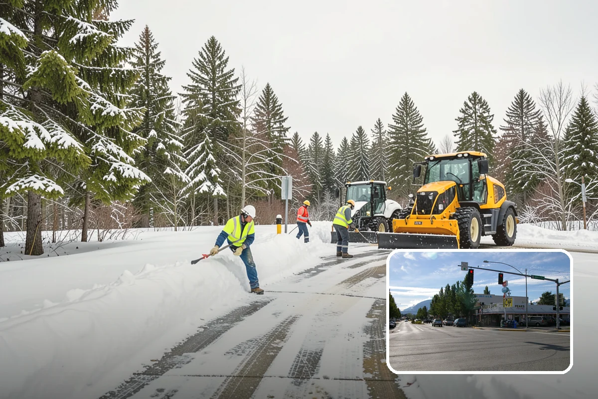 Commercial Sidewalk Clearing in North Bend, King County, WA - Code-compliant clearing of public frontage