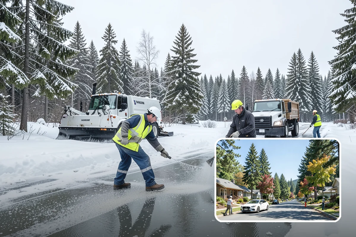 Commercial Sidewalk Clearing in Orting, Pierce County, WA - Code-compliant clearing of public frontage
