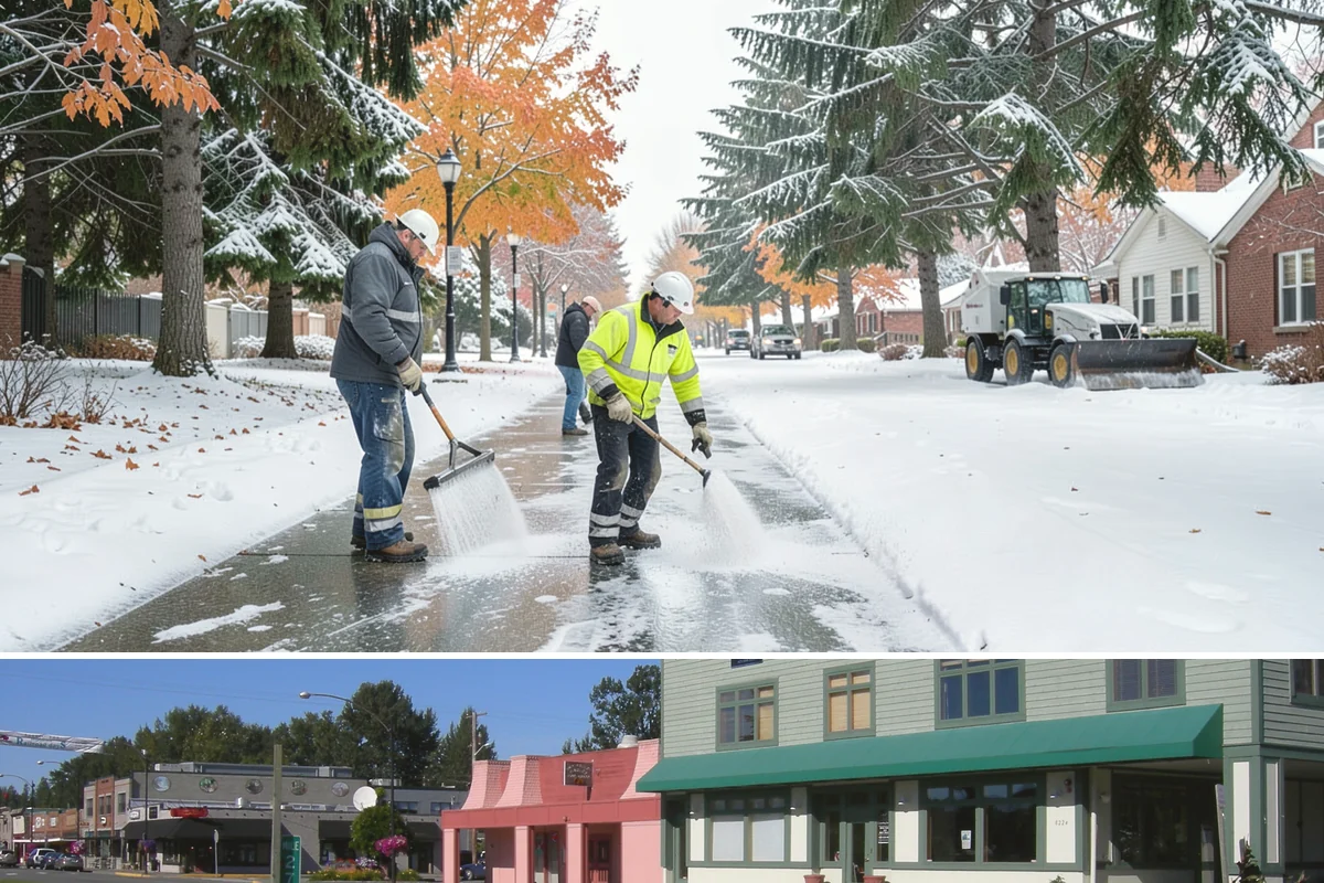 Commercial Sidewalk Clearing in Snoqualmie, King County, WA - Commercial sidewalks demand prompt clearing whenever December-to-February storms trigger local snow-removal ordinances.
