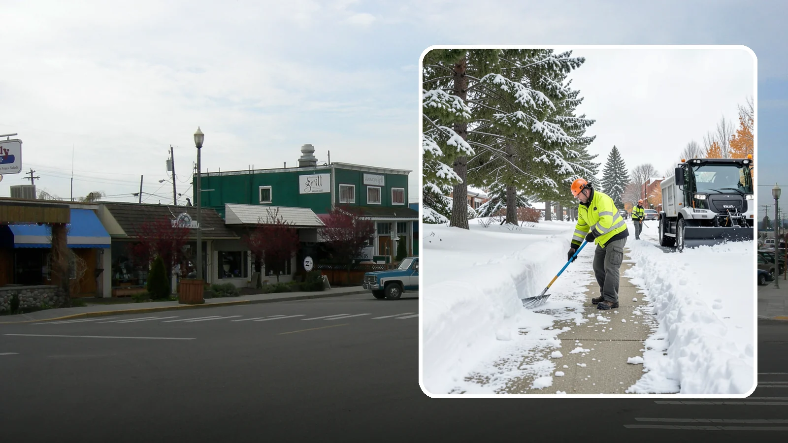 Commercial Sidewalk Clearing in Stanwood, Snohomish County, WA - Keep the public sidewalks around your commercial property safe and code-compliant through Western Washington winter weather.