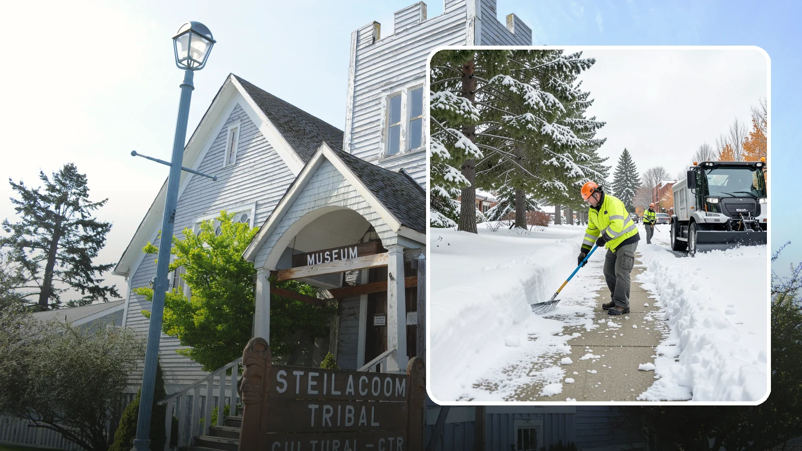 Commercial Sidewalk Clearing in Steilacoom, Pierce County, WA - Keep the public sidewalks around your commercial property safe and code-compliant through Western Washington winter weather.