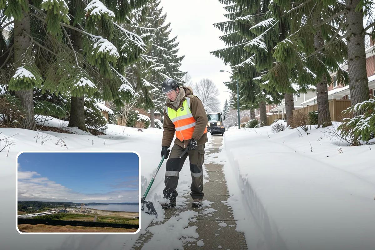 Commercial Sidewalk Clearing in University Place, Pierce County, WA - Code-compliant clearing of public frontage