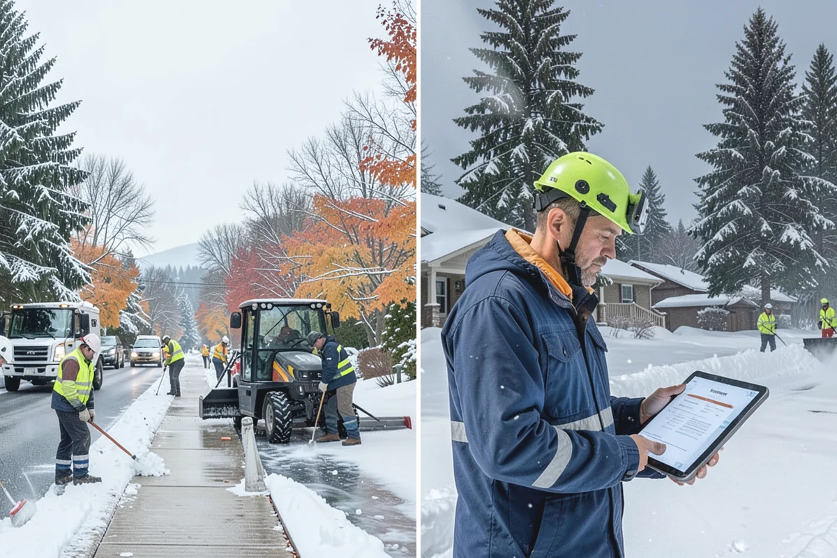 Commercial Sidewalk Clearing in Woodinville, King County, WA - Map the full sidewalk frontage and corner ramps