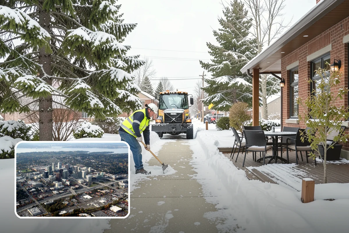 Commercial Snow Removal in Bellevue, King County, WA - Priority plowing that keeps customers and staff arriving on schedule