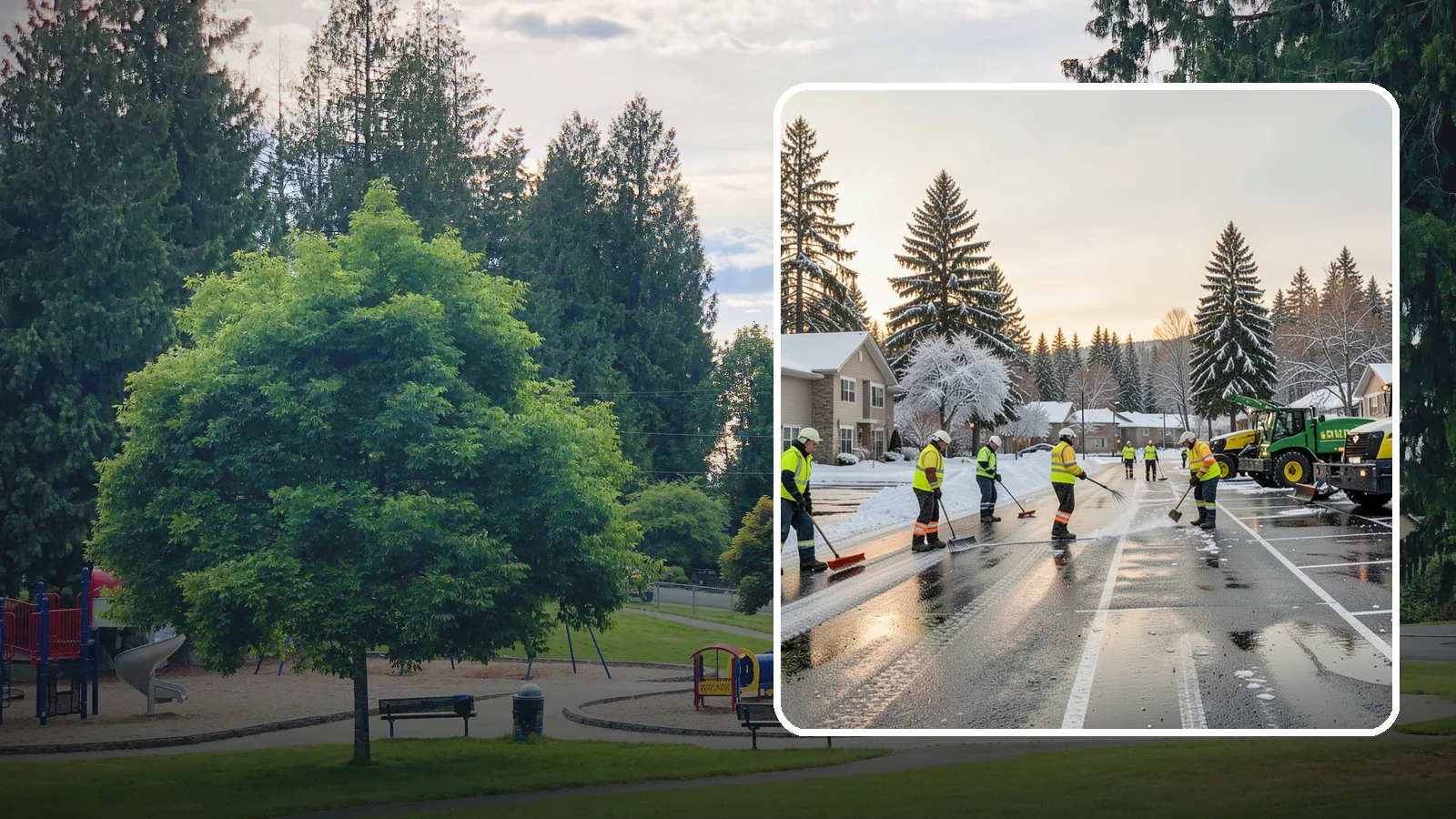 Commercial Snow Removal in Bonney Lake, Pierce County, WA - When a Puget Sound cold snap drops wet snow across your commercial property, our crews keep parking areas, walkways, and access...