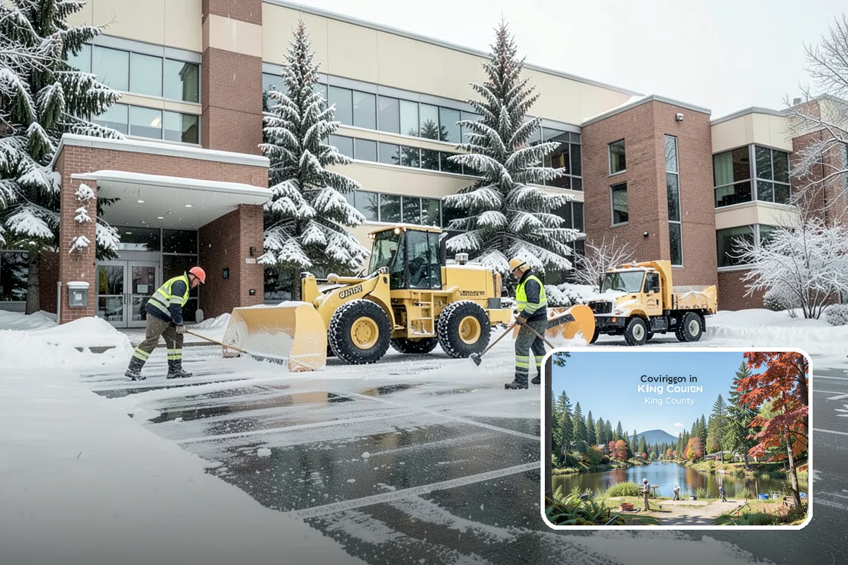 Commercial Snow Removal in Covington, King County, WA - Priority plowing that keeps customers and staff arriving on schedule