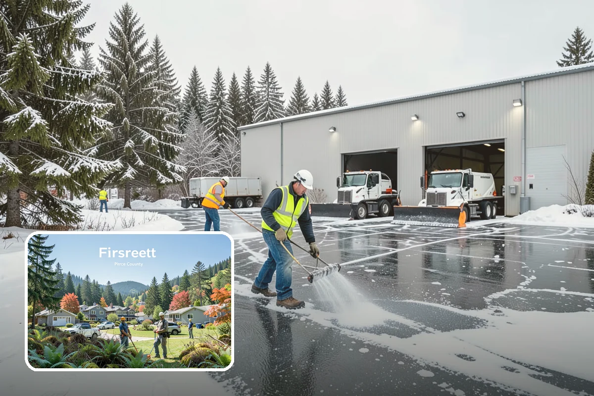 Commercial Snow Removal in Fircrest, Pierce County, WA - Priority plowing that keeps customers and staff arriving on schedule