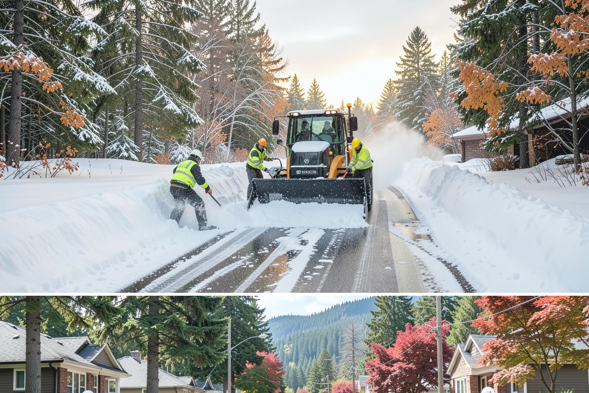 Commercial Snow Removal in Hunts Point, King County, WA - Western Washington's snow risk runs from late November through February, with the sharpest danger during Fraser outflow events...