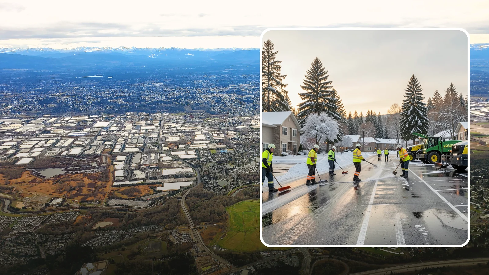 Commercial Snow Removal in Kent, King County, WA - When a Puget Sound cold snap drops wet snow across your commercial property, our crews keep parking areas, walkways, and access...