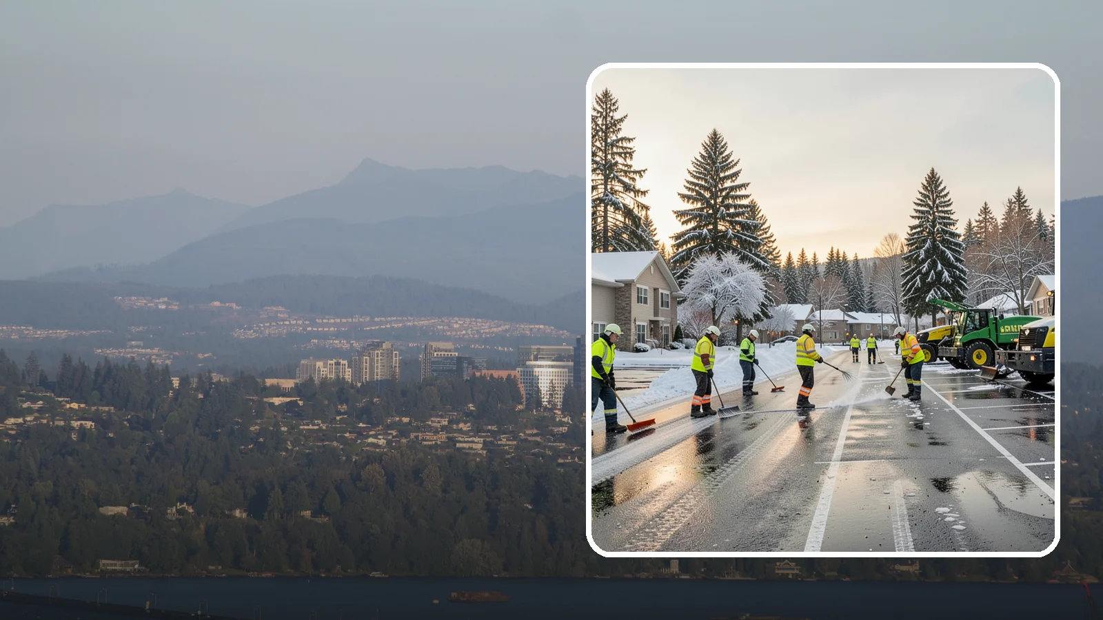 Commercial Snow Removal in Medina, King County, WA - When a Puget Sound cold snap drops wet snow across your commercial property, our crews keep parking areas, walkways, and access...
