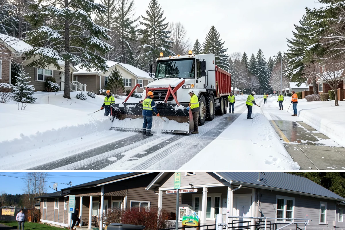 Commercial Snow Removal in South Prairie, Pierce County, WA - Western Washington's snow risk runs from late November through February, with the sharpest danger during Fraser outflow events...
