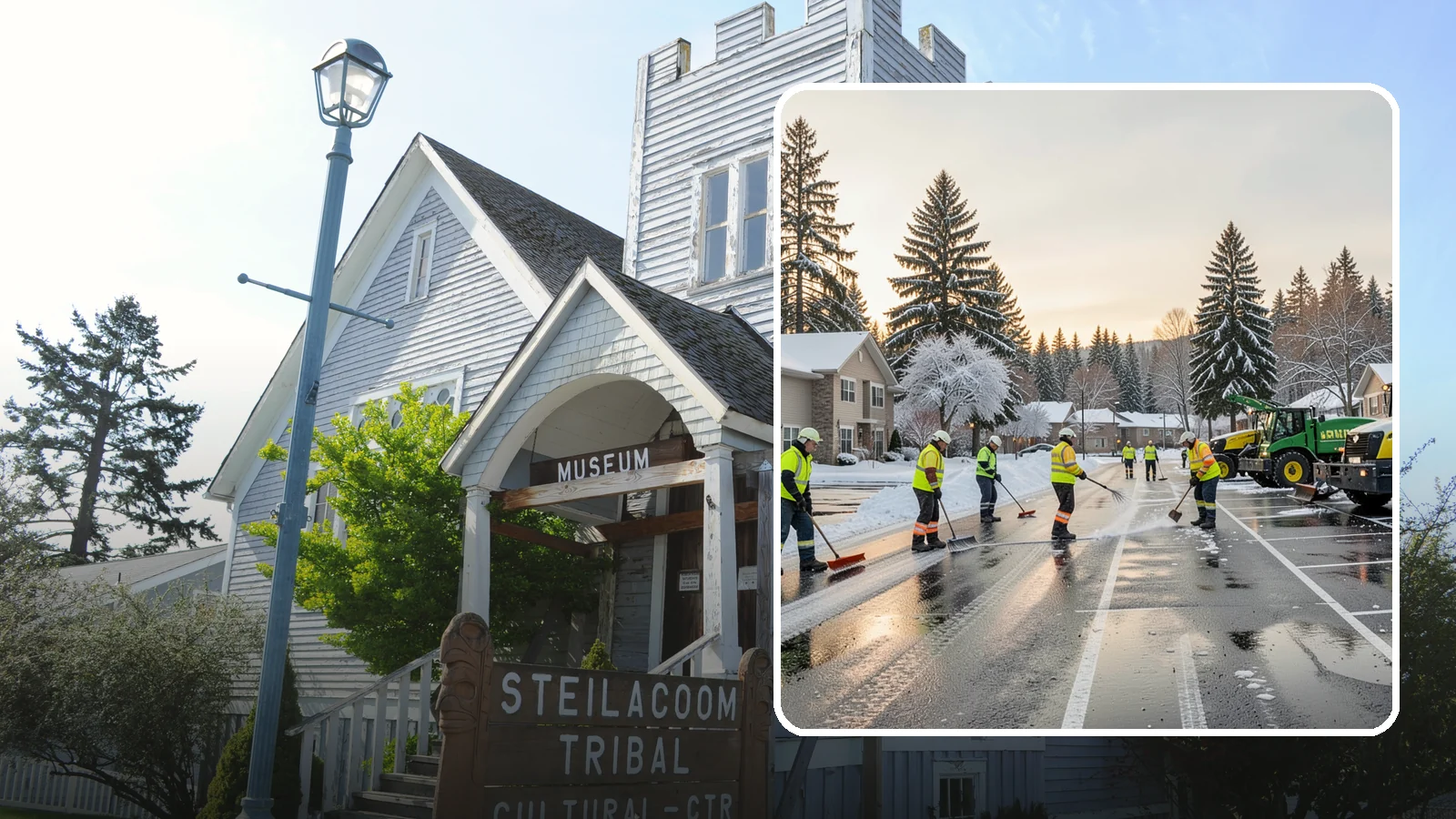 Commercial Snow Removal in Steilacoom, Pierce County, WA - When a Puget Sound cold snap drops wet snow across your commercial property, our crews keep parking areas, walkways, and access...