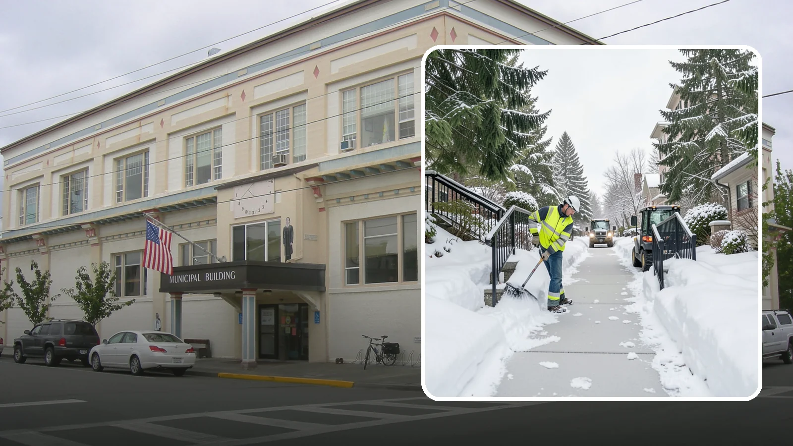 Commercial Stair Clearing in Anacortes, Skagit County, WA - Keep exterior stairs and landings on your commercial property safe and slip-free through Western Washington ice events.