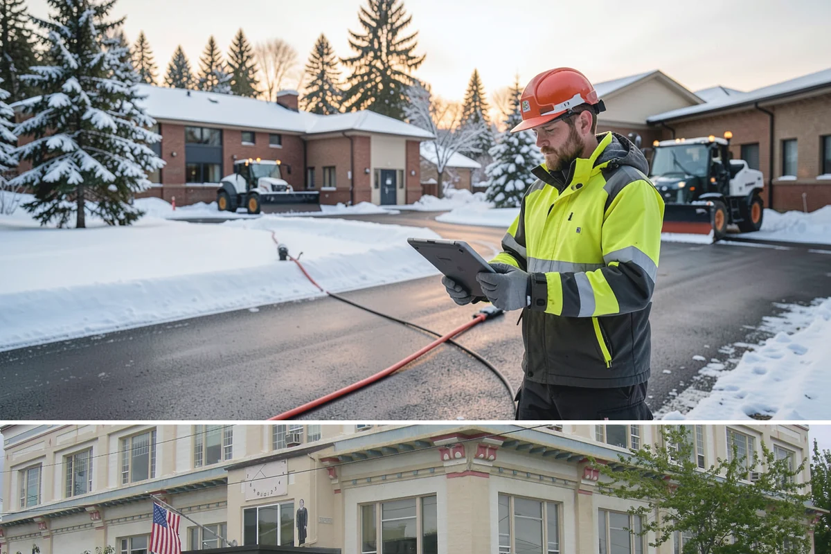 Commercial Stair Clearing in Anacortes, Skagit County, WA - Exterior stairs require the most vigilant treatment during January freeze-thaw cycles when thin glaze forms and reforms overnight.