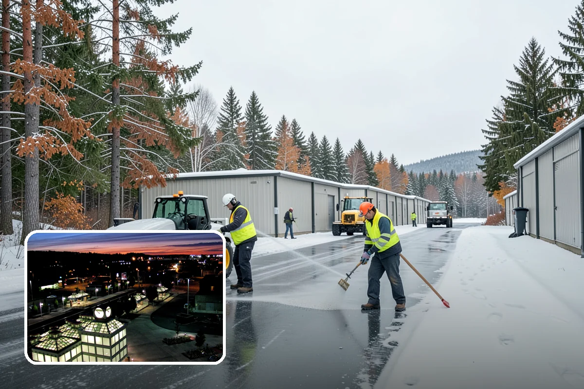 Commercial Stair Clearing in Auburn, King County, WA - Hand-cleared treads and landings on every run