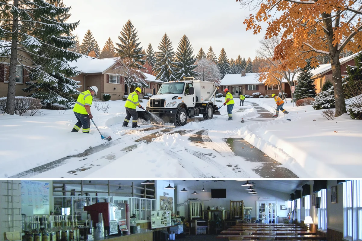 Commercial Stair Clearing in Black Diamond, King County, WA - Exterior stairs require the most vigilant treatment during January freeze-thaw cycles when thin glaze forms and reforms overnight.