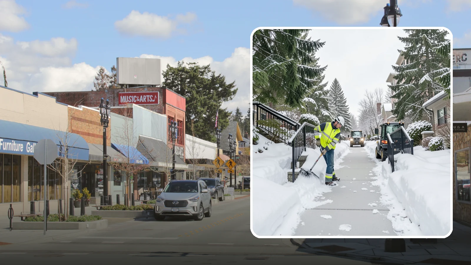 Commercial Stair Clearing in Bothell, King County, WA - Keep exterior stairs and landings on your commercial property safe and slip-free through Western Washington ice events.