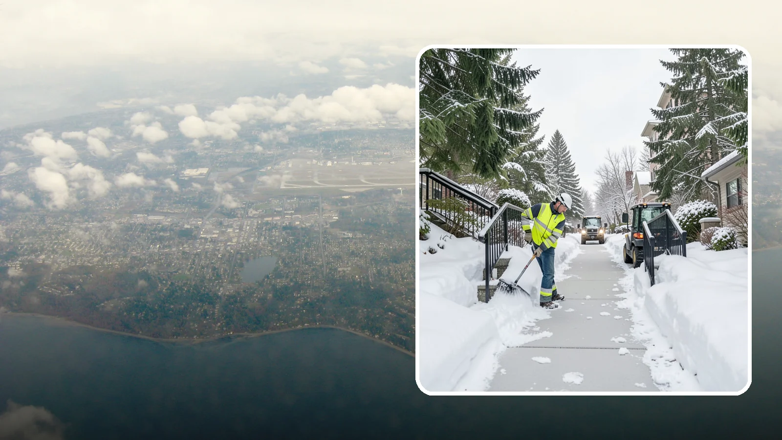 Commercial Stair Clearing in Burien, King County, WA - Keep exterior stairs and landings on your commercial property safe and slip-free through Western Washington ice events.