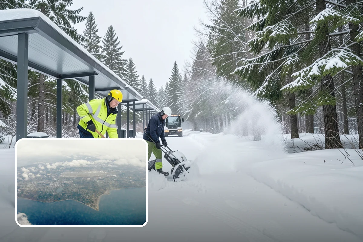 Commercial Stair Clearing in Burien, King County, WA - Hand-cleared treads and landings on every run