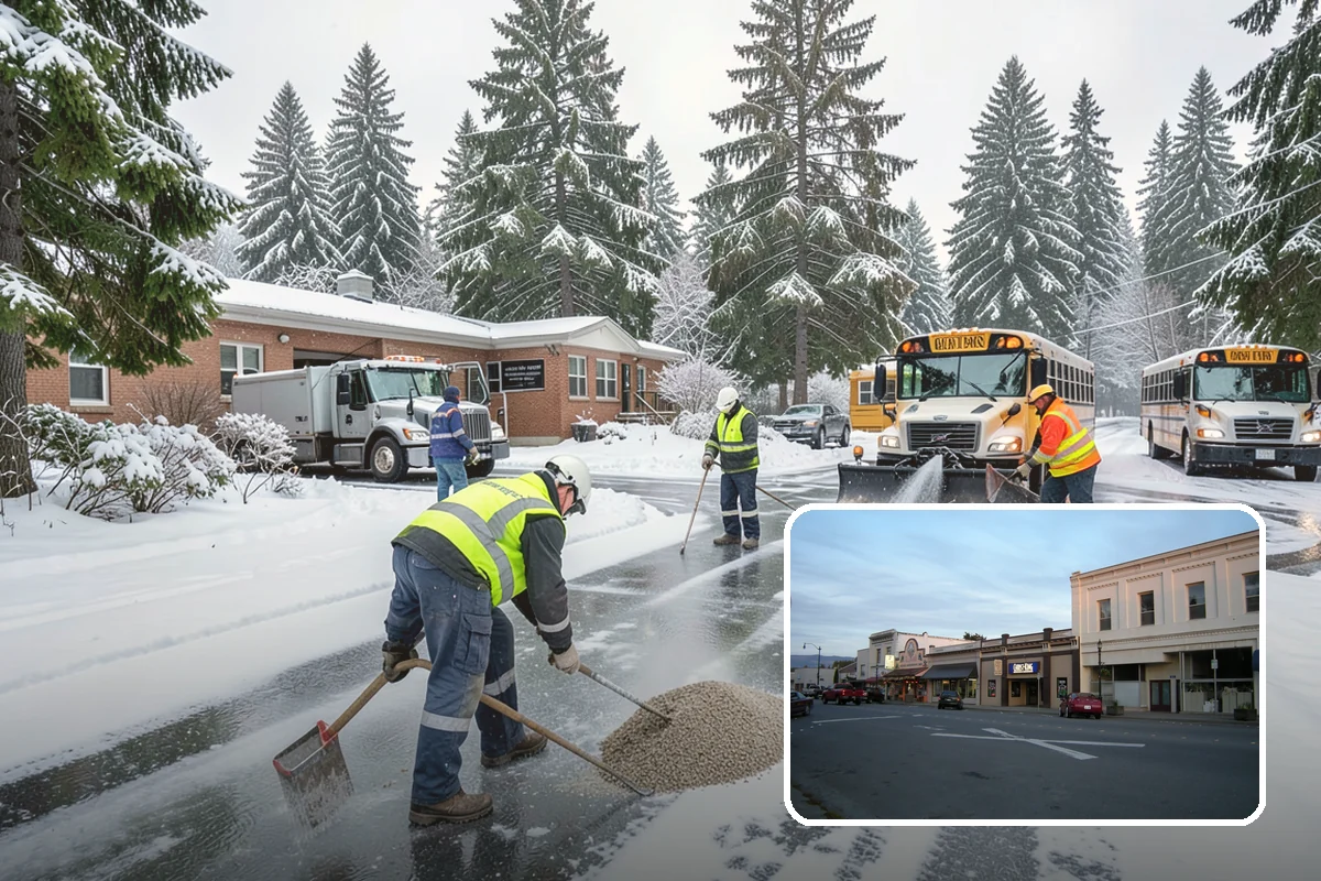 Commercial Stair Clearing in Burlington, Skagit County, WA - Hand-cleared treads and landings on every run