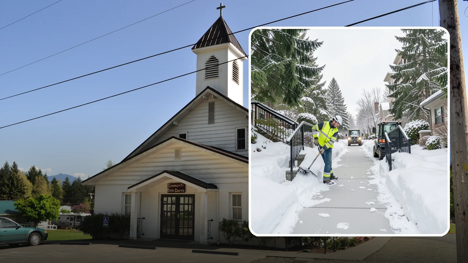 Commercial Stair Clearing in Concrete, Skagit County, WA - Keep exterior stairs and landings on your commercial property safe and slip-free through Western Washington ice events.