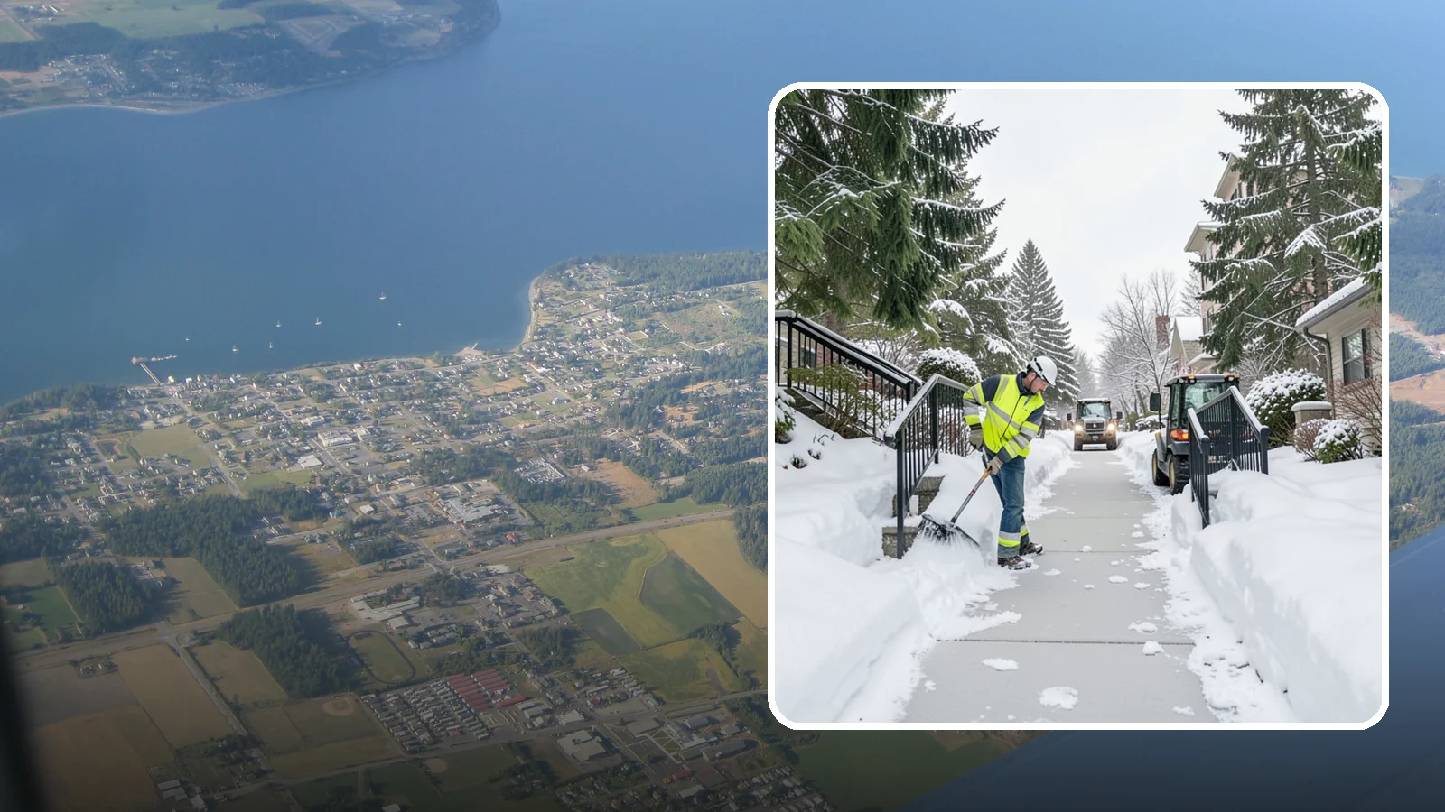 Commercial Stair Clearing in Coupeville, Island County, WA - Keep exterior stairs and landings on your commercial property safe and slip-free through Western Washington ice events.