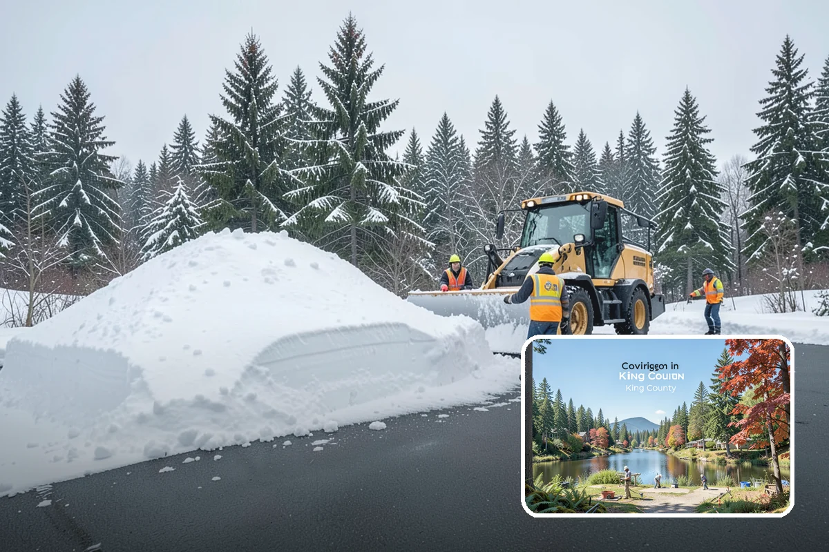 Commercial Stair Clearing in Covington, King County, WA - Hand-cleared treads and landings on every run